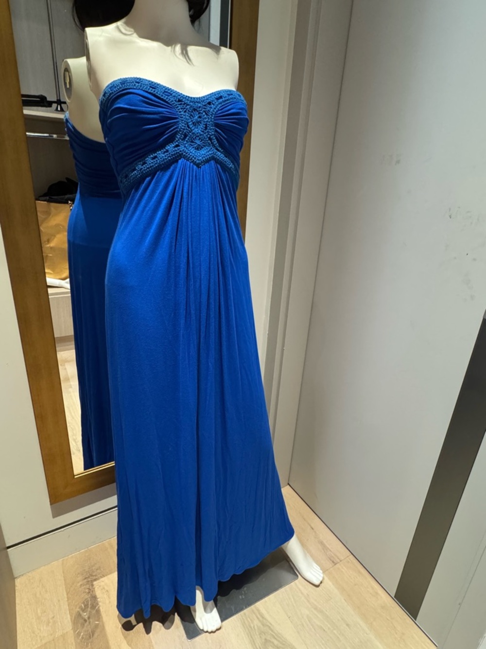 Sky dress strapless Royal Blue Maxi Dress with Crochet Bodice